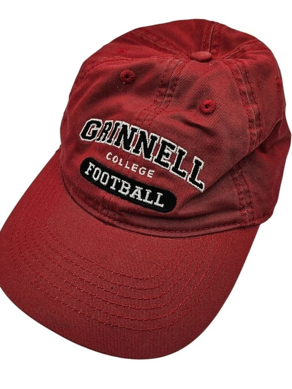Vintage Grinnell College Football Strapback Dad Baseball Hat Cap Red Embroidered